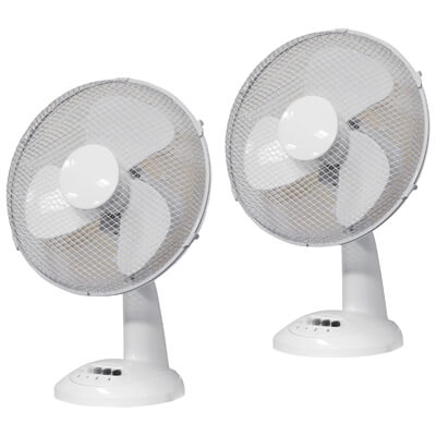 Pair of Prem-I-Air 12 (30cm) White Oscillating Desktop Fans