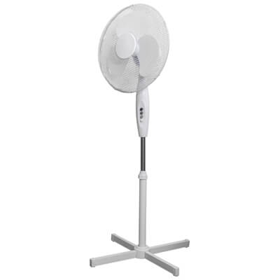 Prem-I-Air 16 Inch (40 cm) White Oscillating Pedestal Fan with 3 Speed Settings