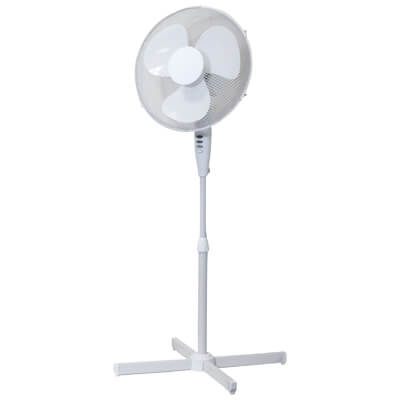 Prem-I-Air 16 (40 cm) White Oscillating Pedestal Fan with 3 Speed Settings