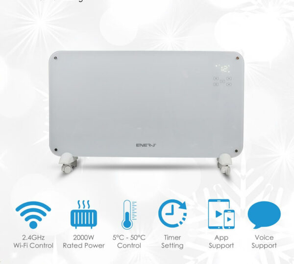 WiFi Smart Heater 2000W White Tempered Glass