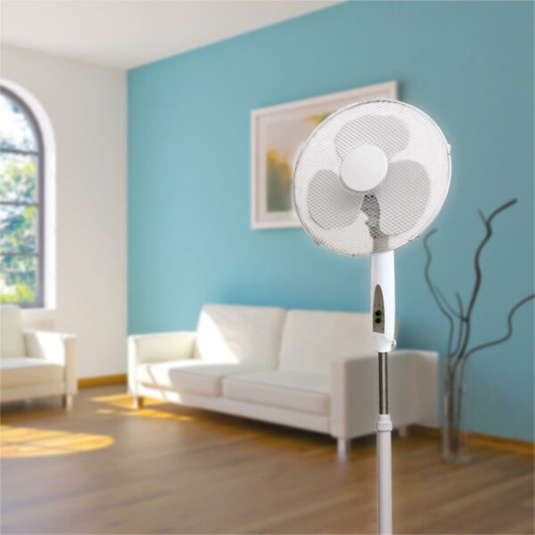 Prem-I-Air 16 (40 cm) Oscillating and Height Adjustable 3-Speed Pedestal Fan with Remote Control and Timer
