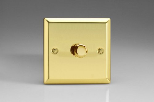Varilight non-dimming 'Dummy' Series switch 1 Gang 0-1000 Watt Classic Victorian Polished Brass Coated