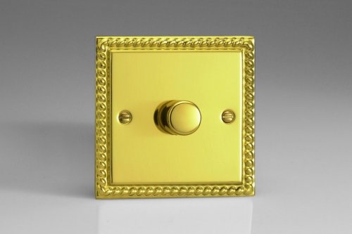 Varilight non-dimming 'Dummy' Series switch 1 Gang 0-1000 Watt Georgian Polished Brass Coated