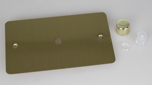 Varilight Matrix 1-Gang Double Plate Unpopulated Dimmer Kit. Ultra Flat Brushed Brass Effect Finish