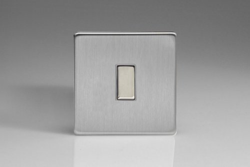 Varilight 1 Gang 10 Amp Push-to-make, Bell Push, Retractive Switch Screwless Brushed Stainless Steel With Brushed Steel Switch