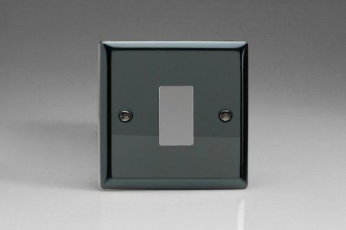 Varilight 1 Gang Power Grid Faceplate Including Power Grid Frame Classic Iridium Black (Gloss) Effect Finish