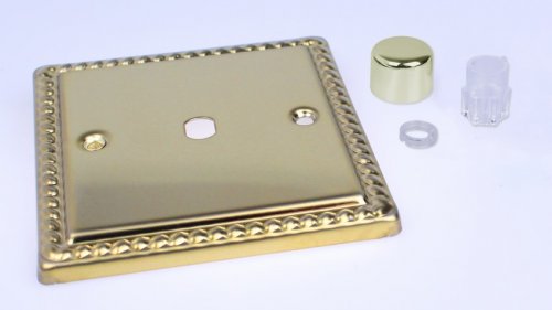 Varilight Matrix 1-Gang Single Plate Unpopulated Dimmer Kit. Classic Georgian Polished Brass Coated Finish