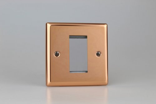 Varilight 1 Gang Data Grid Face Plate For 1 Data Module Width Urban Polished Copper Coated