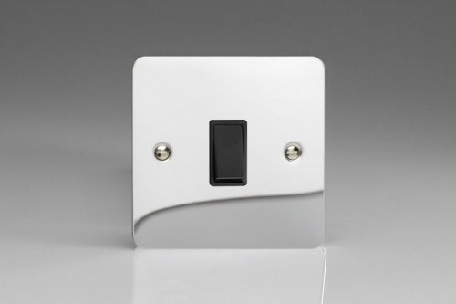 Varilight 1 Gang 10 Amp Push-to-make, Bell Push, Retractive Black Switch Ultra Flat Polished Chrome Coated