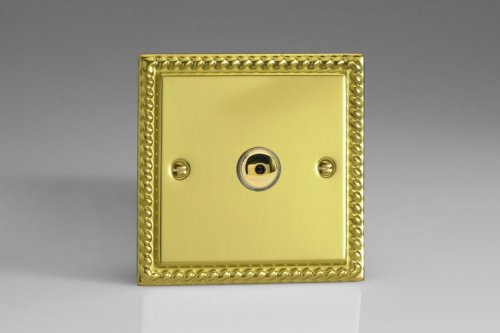 Varilight V-Pro IR Series 1 Gang 0-100 Watts Master Trailing Edge LED Dimmer Georgian Polished Brass Coated