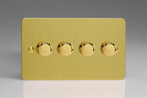Varilight V-Dim Series 4 Gang 40-250 Watt Dimmer Ultra Flat Brushed Brass Effect Finish