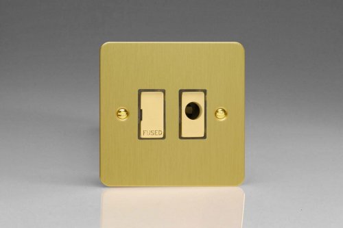 Varilight 1 Gang 13 Amp Unswitched Fused Spur with Flex Outlet Ultra Flat Brushed Brass Effect Finish