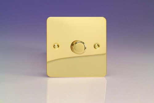 Varilight V-Plus Series 1 Gang 200-1000 Watt/VA Dimmer Ultra Flat Polished Brass Coated