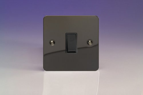 Varilight 1 Gang 10 Amp Push-to-make, Bell Push, Retractive Black Switch Ultra Flat Iridium Black (Gloss) Effect Finish