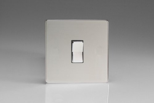 Varilight 1 Gang 10 Amp 2 Way & Off Retractive Switch Screwless Polished Chrome Coated With Polished Chrome Switch, and Translucent Trim