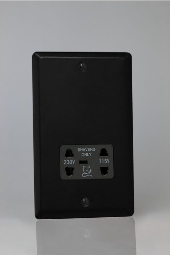 Varilight Black Dual Voltage 240V/115V IP41 Shaver Socket Urban/Vogue Matt Black Effect Finish