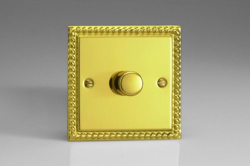 Varilight Special Series 1 Gang Dimmer for Multiple HF Dimmable Ballasts and LED Drivers 1-10V DC Input, 6 Amp Max Georgian Polished Brass Coated