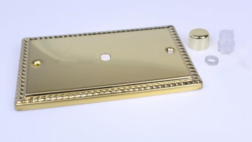 Varilight Matrix 1-Gang Double Plate Unpopulated Dimmer Kit. Classic Georgian Polished Brass Coated Finish