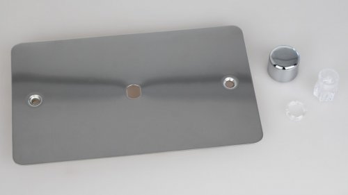 Varilight Matrix 1-Gang Double Plate Unpopulated Dimmer Kit. Ultra Flat Polished Chrome Coated