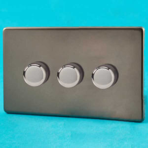 60-400W 4-Gang 2-Way Screwless Dimmer Brushed Chrome 